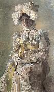 Mikhail Vrubel Portrait of Nadezhda zabela-Vrubel.the Artist's wife,wearing an empire-styles summer dress made to his design oil painting reproduction